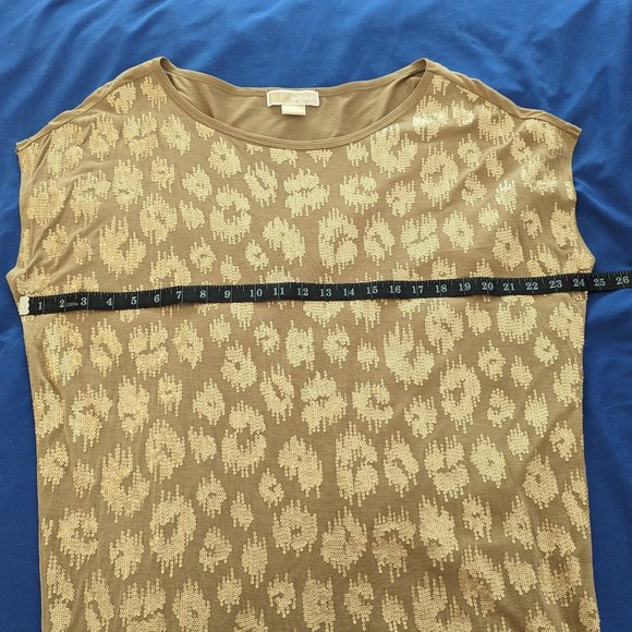 Michael Kors Camel Sequin Leopard Tunic - size 1X - Picture 6 of 11